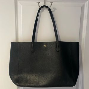 Tory Burch genuine all leather black tote bag